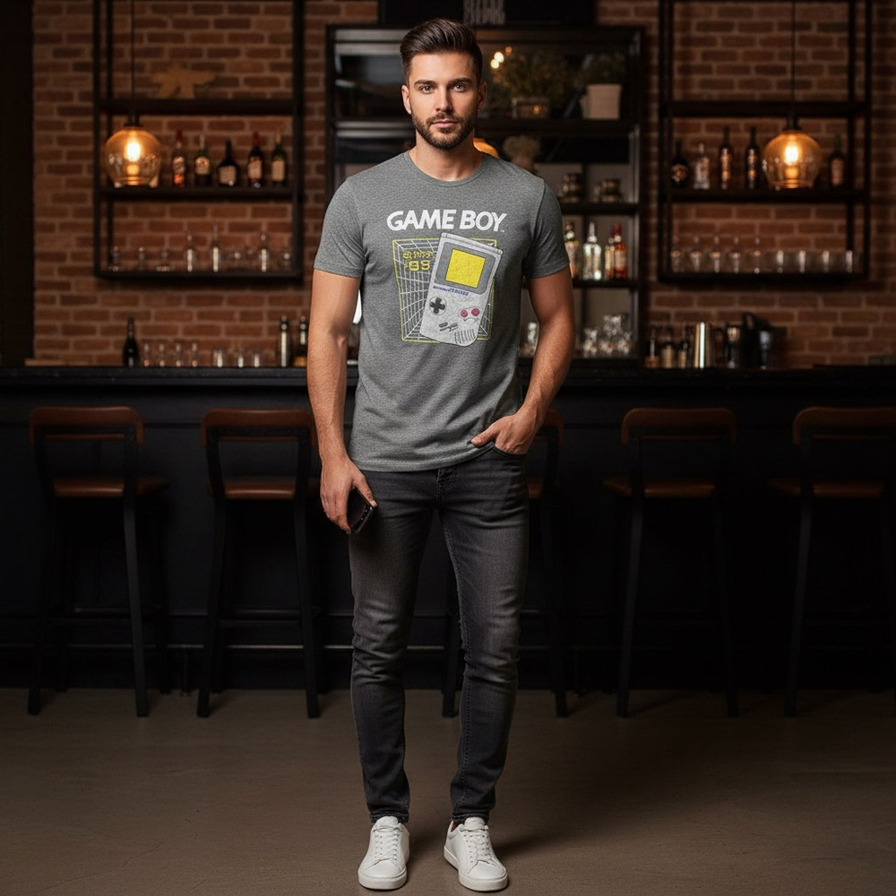 Men's Game Boy Gray Short Sleeve Tee L